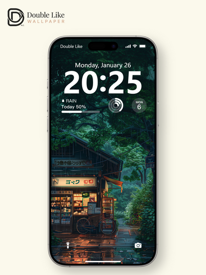 Rainy Night Japanese Street Store Cozy Anime Aesthetic Wallpaper Pack [#WGF015]