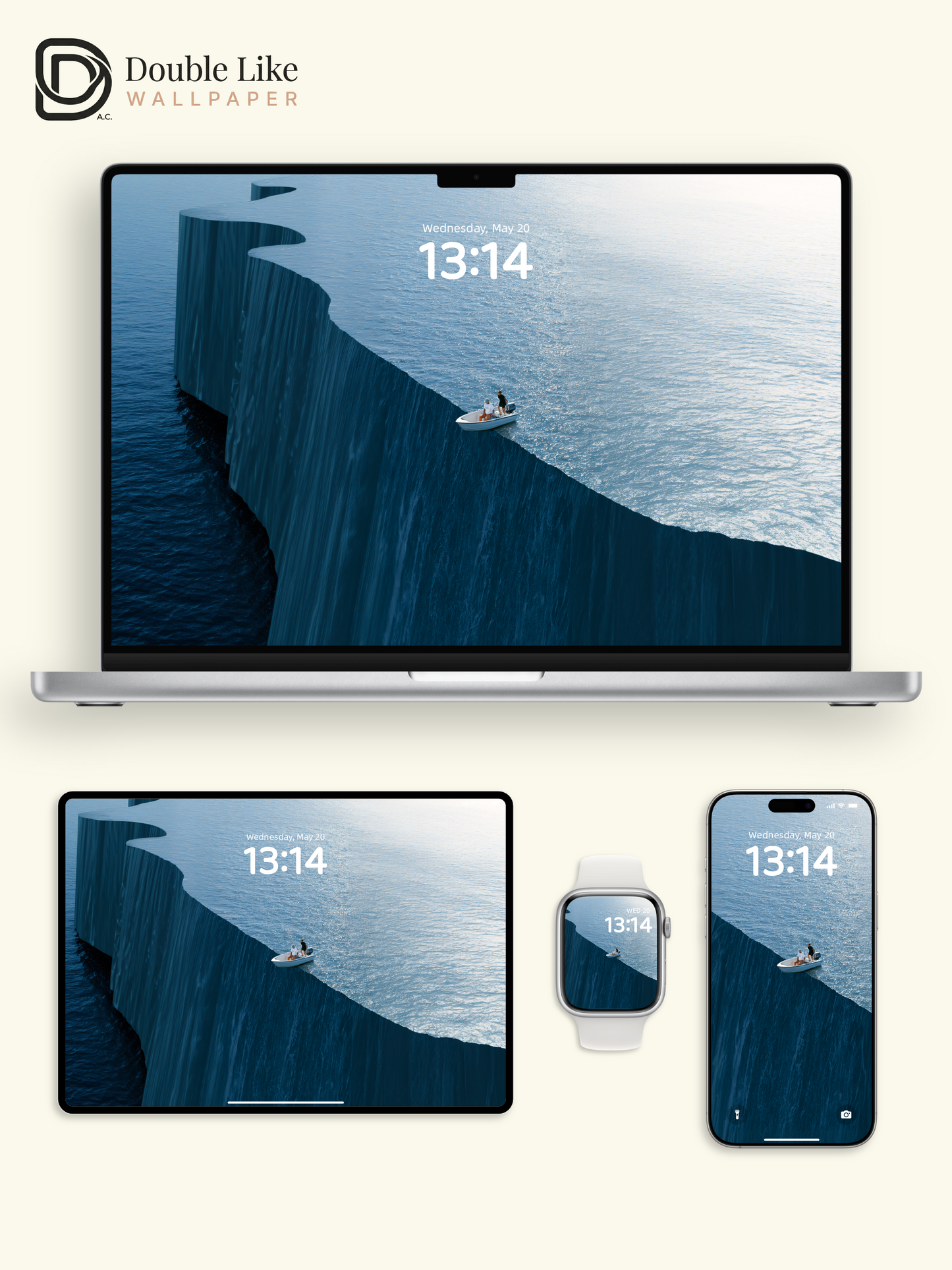 Surreal Ocean Edge & White Boat Wallpaper Pack [#JJ1399]