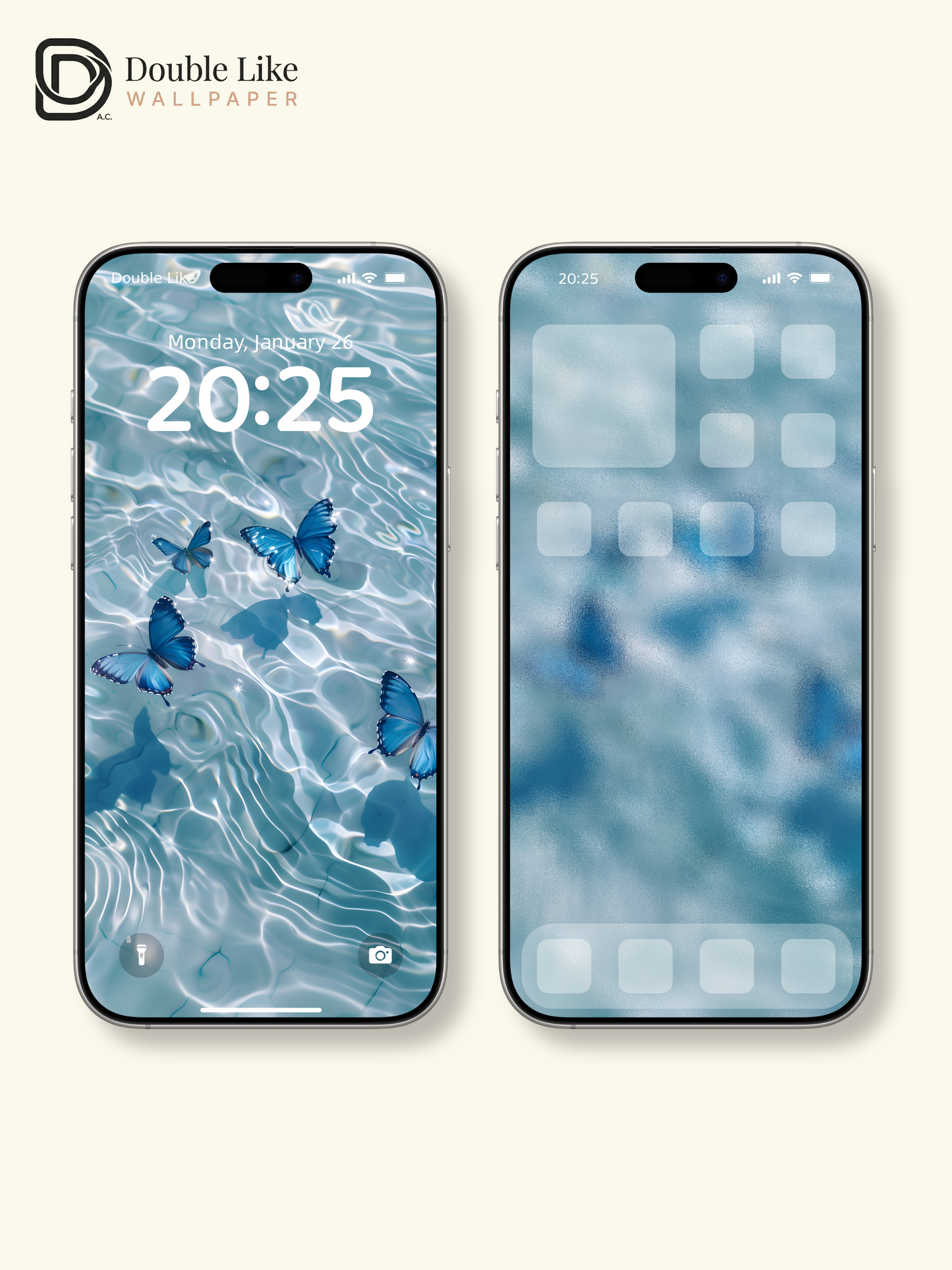Dreamy Blue Butterflies Sparkling Water Aesthetic Wallpaper Pack [#ZJYX0196]