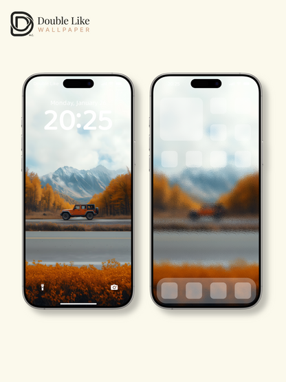 Autumn Mountain Road Car Travel Aesthetic Wallpaper Pack [#ZJY552]