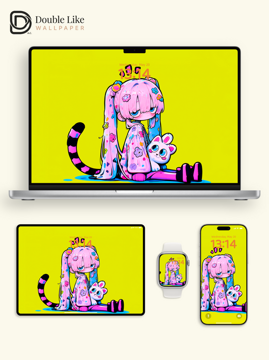 Neon Pop Art Anime Girl Cute Wallpaper Pack [#GG1365]