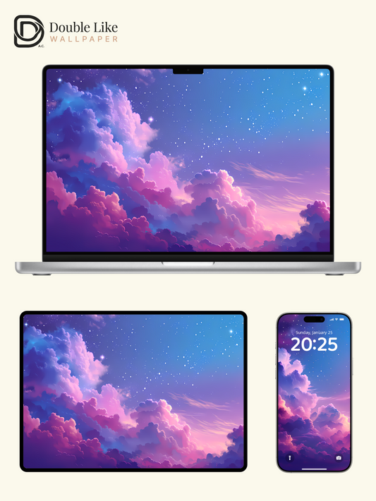 Dreamy Pastel Starry Sky and Clouds Aesthetic Anime Wallpaper Pack [#LFHL1053]