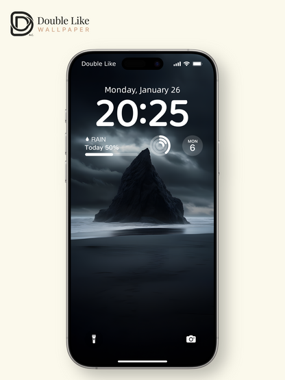 Combined Product Name: Stormy Dark Beach Lone Sea Rock Lonely Calming Inspirational Dark Tone Ocean Landscape Full-Device Wallpaper Pack [#ZMY026]