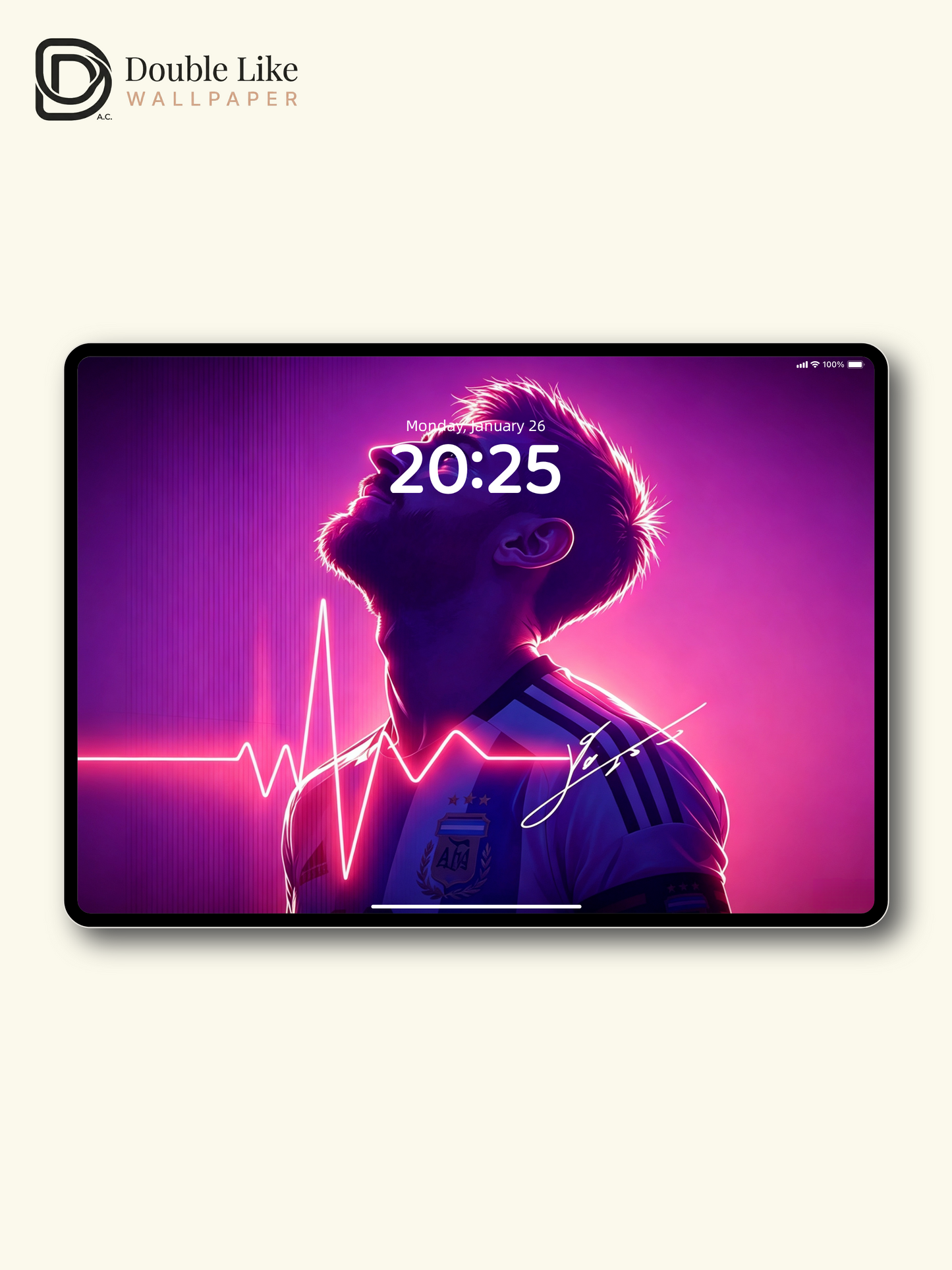 Messi Neon Heartbeat Vibe Illustration Full Wallpaper Pack [#HWWc005]