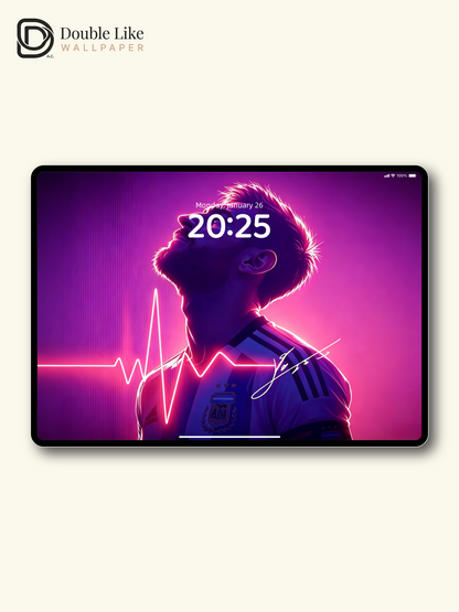 Messi Neon Heartbeat Vibe Illustration Full Wallpaper Pack [#HWWc005]