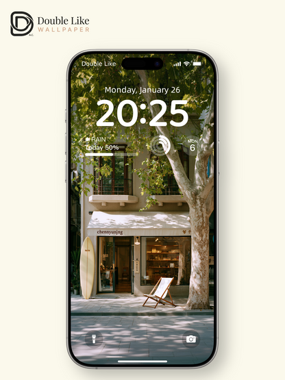 Sunlit Sycamore Tree Street Shop Aesthetic Wallpaper Pack [#JJ1388]