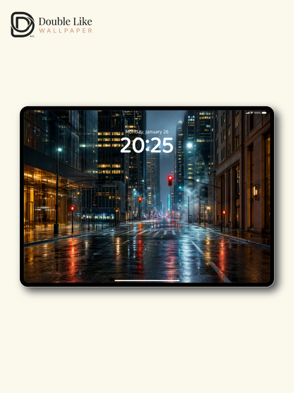 New York City Rainy Night Street Aesthetic Wallpaper Pack [#ZJYR008]