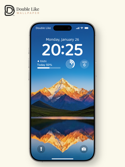 Golden Snow Mountain Lake Healing Landscape Wallpaper Pack [#LFHL30125]