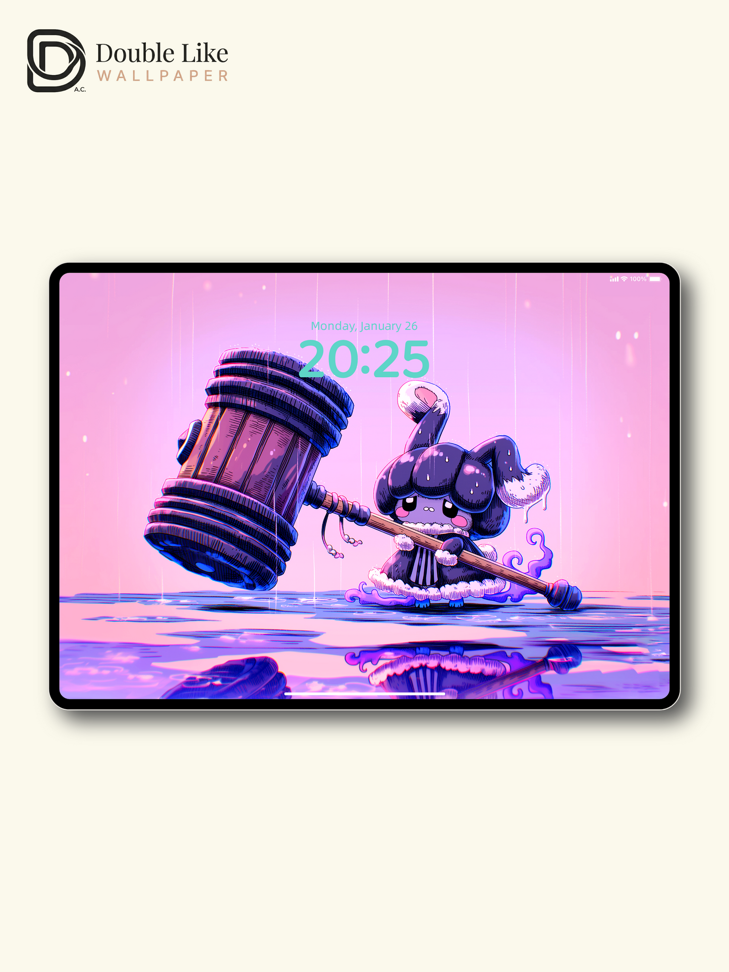 Cute Rainy Bunny Giant Mallet Pastel Pink Aesthetic Wallpaper Pack [#HW1510]