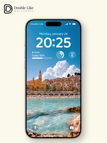 French Riviera Coastal Town & Turquoise Sea Aesthetic Wallpaper Pack [#JJ1455]