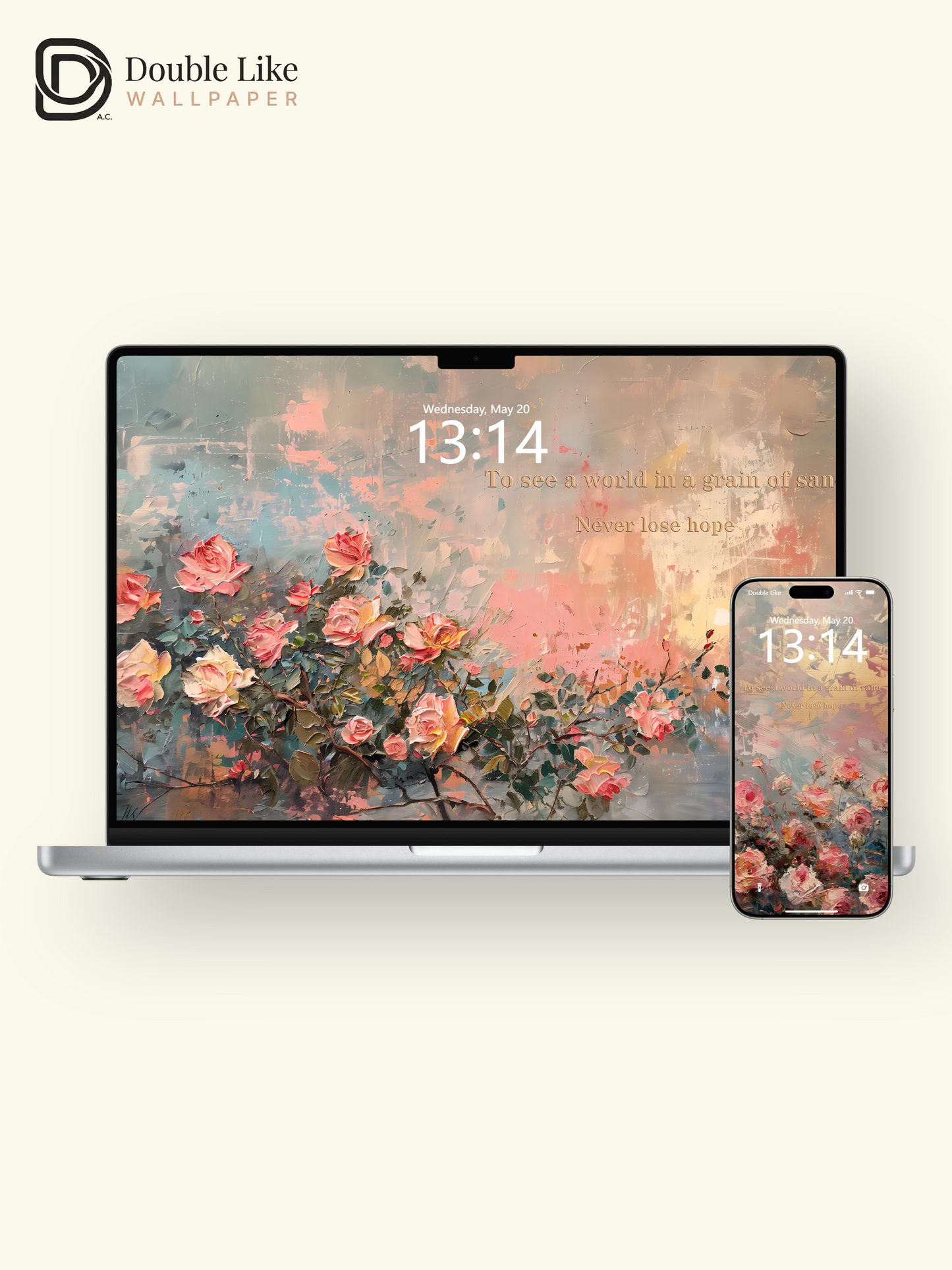 Oil Painting Vintage Rose Quote Inspirational Aesthetic Wallpaper Pack [#WGF025]