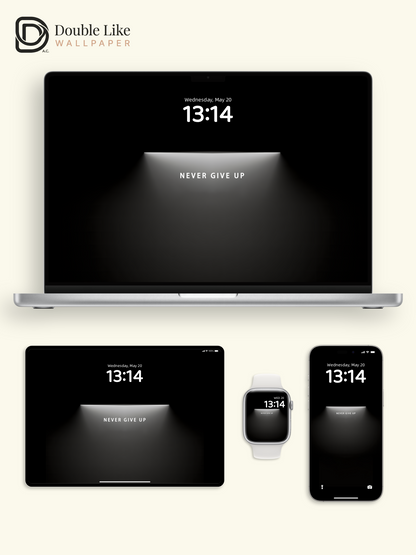 Combined Product Name: Dark Spotlight NEVER GIVE UP Minimal Inspirational Atmospheric Text Full-Device Wallpaper Pack [#ZMY036]