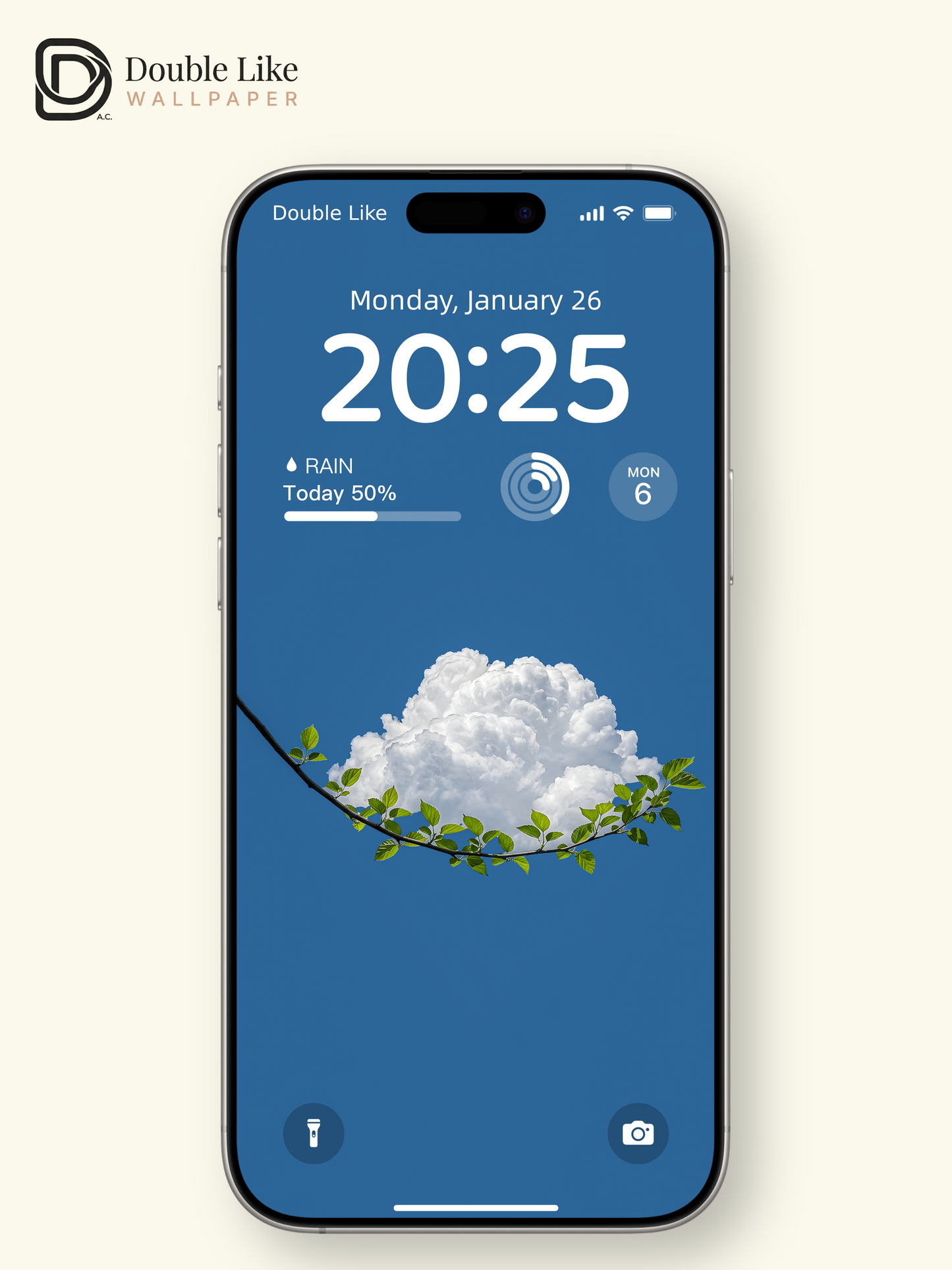 Minimalist Fluffy Cloud Green Leaves Blue Sky Aesthetic Wallpaper Pack [#ZMY531]