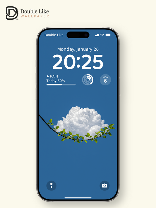 Minimalist Fluffy Cloud Green Leaves Blue Sky Aesthetic Wallpaper Pack [#ZMY531]