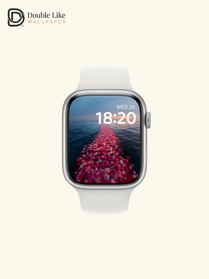 Pink Rose Petals Ocean Path Sunset Dusk Minimalist Aesthetic Wallpaper Pack [#ZMY124]