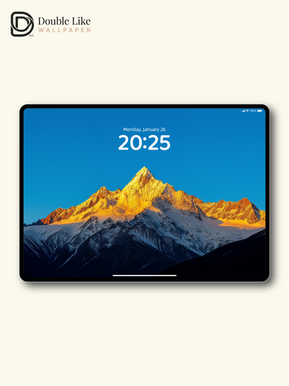 Sunlit Golden Peak Inspirational Snow Mountain Wallpaper Pack [#LFHL30314]