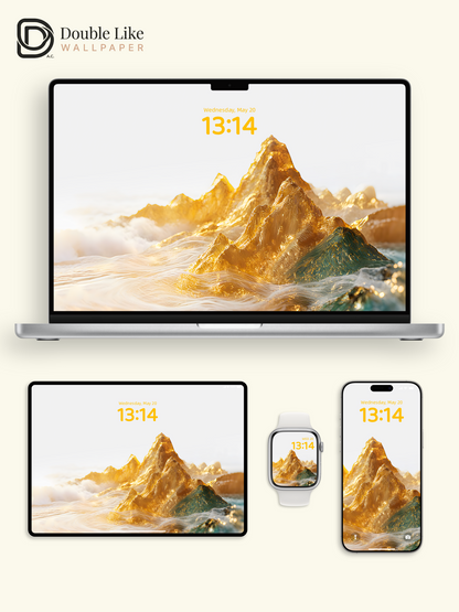 Gilded Mountain Cloud Wave Motivational Full Wallpaper Set [#ZMY428]