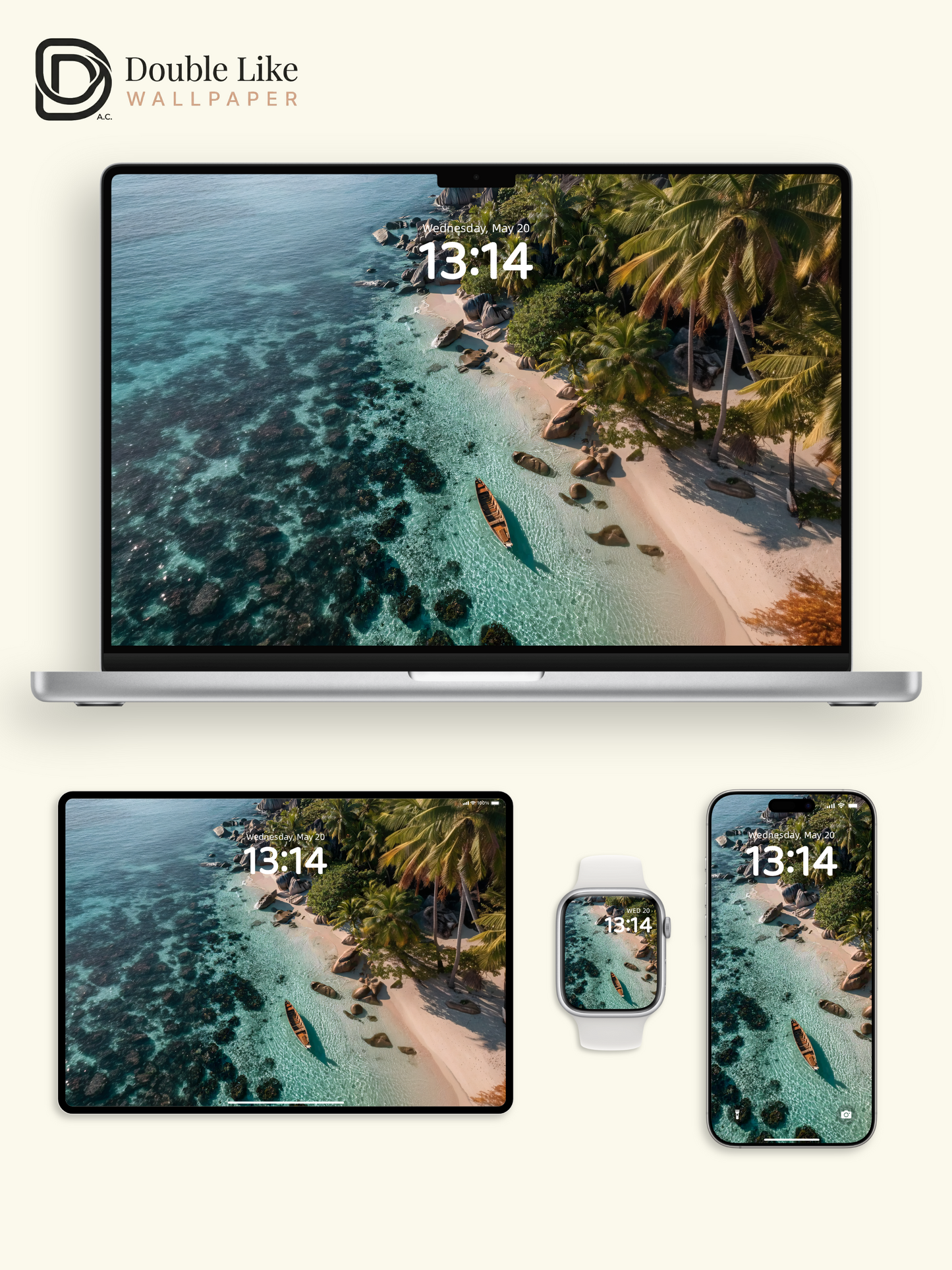 ropical Crystal Ocean & Wooden Boat Coastal Wallpaper Pack [#JJ1323]