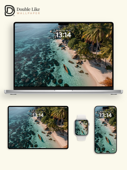 ropical Crystal Ocean & Wooden Boat Coastal Wallpaper Pack [#JJ1323]