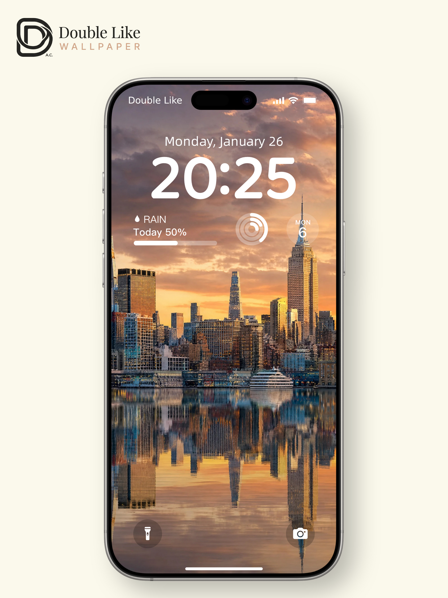 New York City Skyline Sunset Water Reflection Landscape Wallpaper Pack [#ZJYR006]