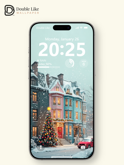 Pastel Christmas Town Pastel Street Illustration Aesthetic Wallpaper Pack [#WGF068]