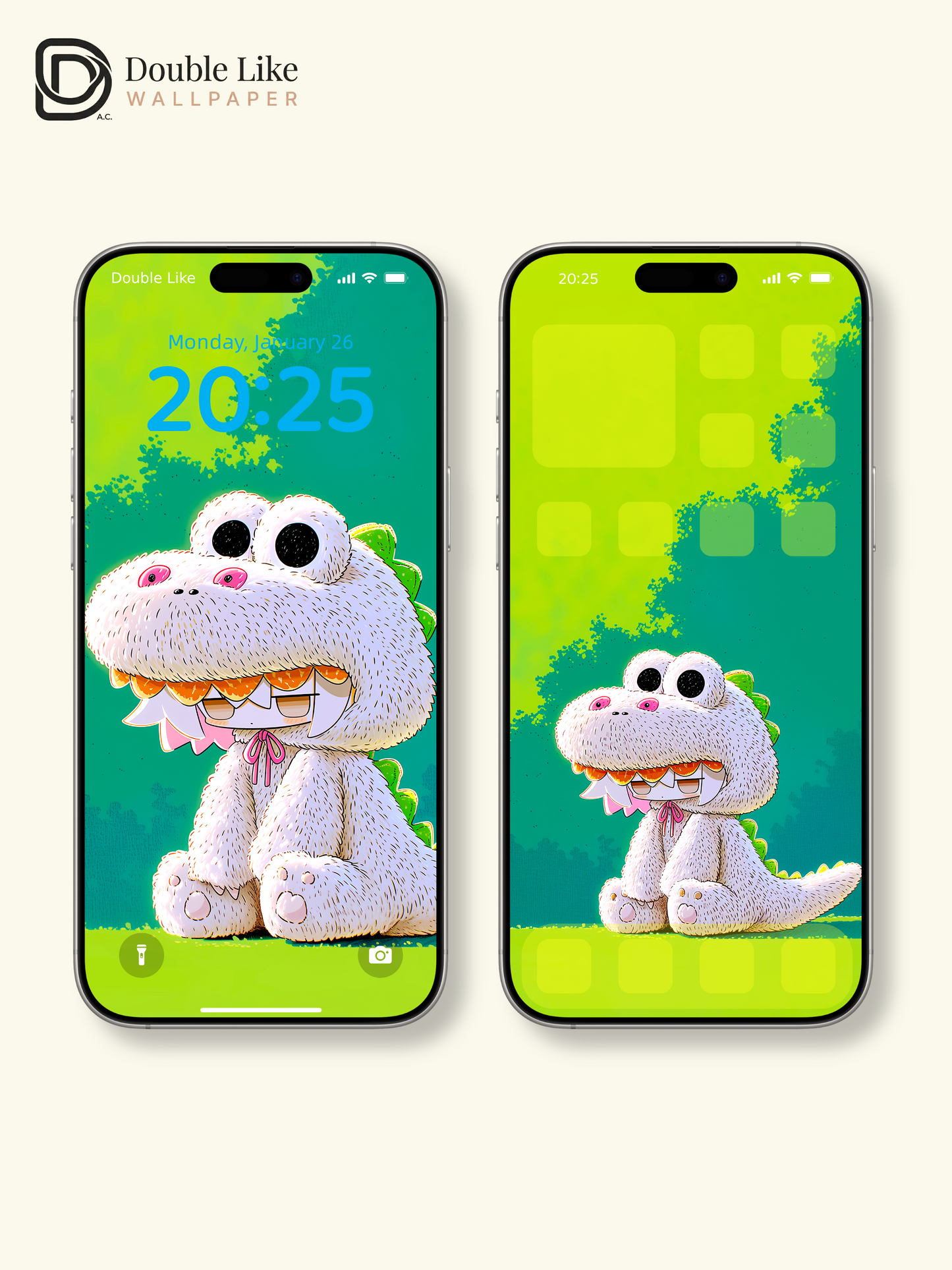 Cute White Dinosaur Onesie Anime Character Wallpaper Pack [#GG1410]