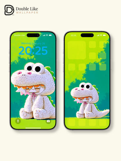 Cute White Dinosaur Onesie Anime Character Wallpaper Pack [#GG1410]