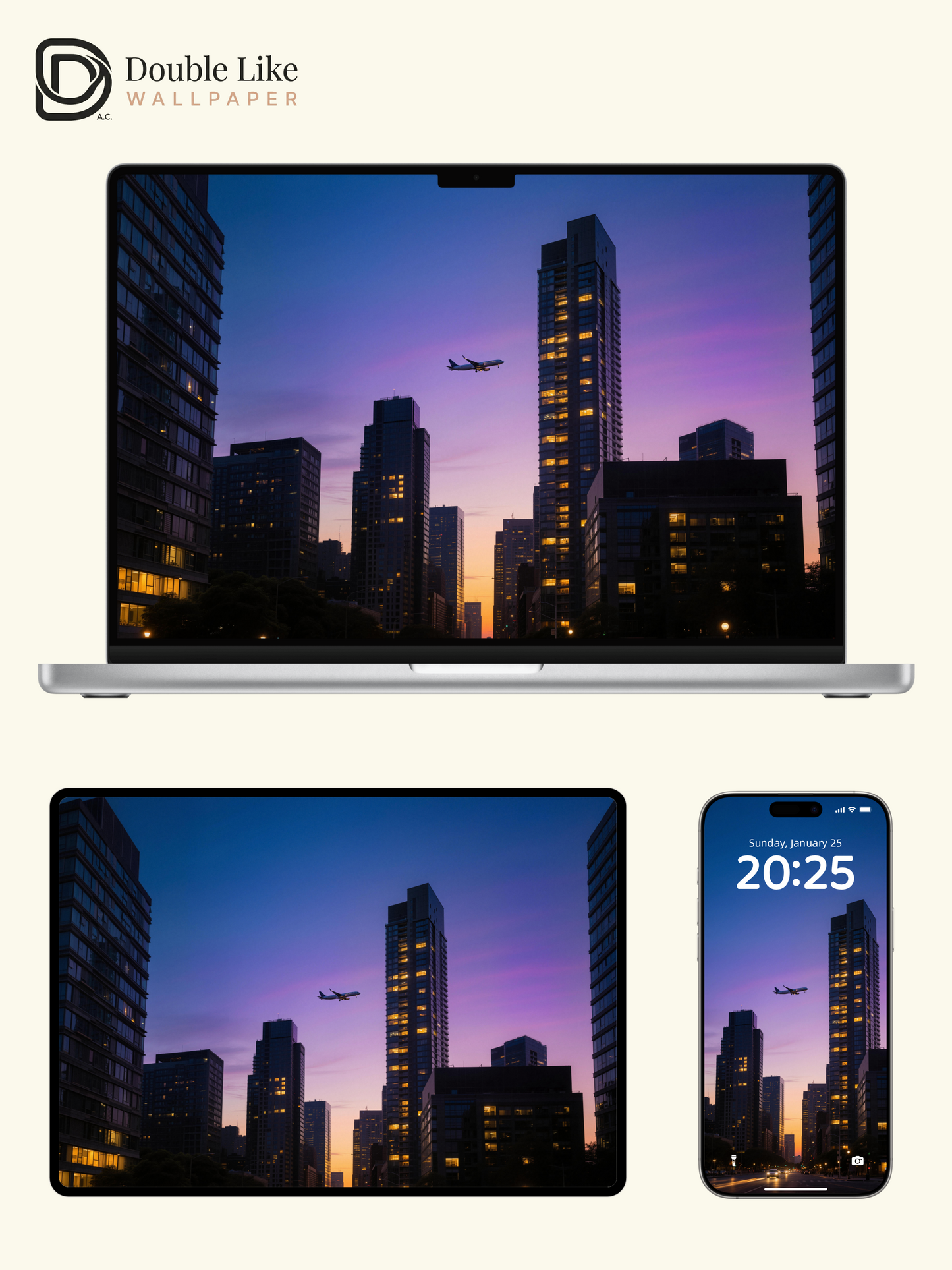 Dusk City Airplane Urban Aesthetic Wallpaper Pack [#LFHL30308]