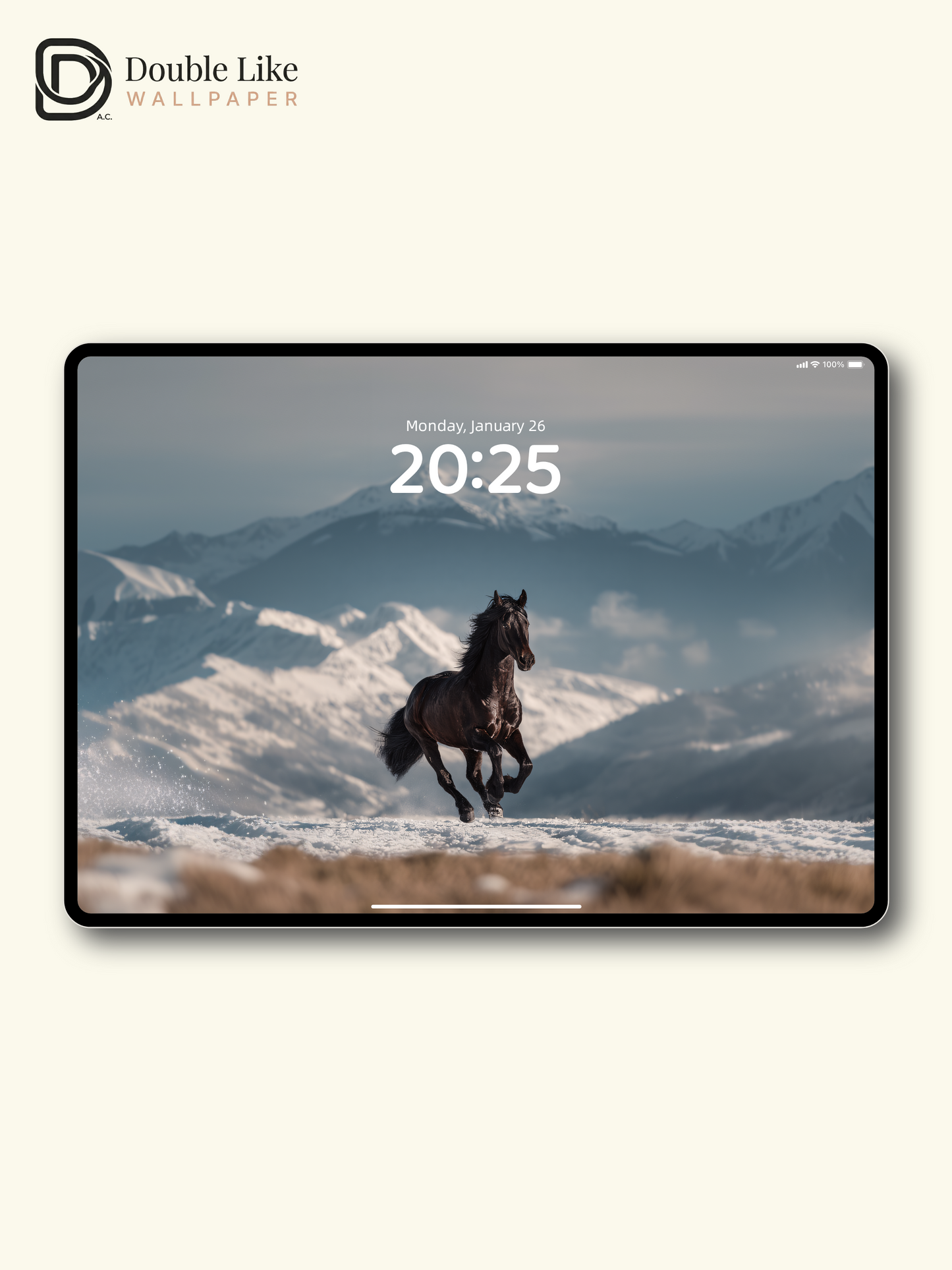 Majestic Wild Horse Running in Snow Mountain Photography Wallpaper Pack [#JJ1205]
