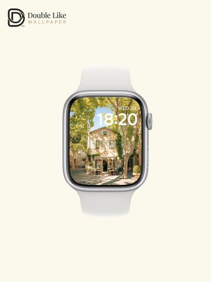 European Sunlit Village Street Cozy Cafe Photography Wallpaper Pack [#JJ1208]