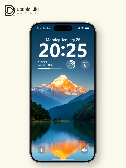 Majestic Golden Snow Mountain Lake Reflection Inspirational Wallpaper Pack [#WGF086]