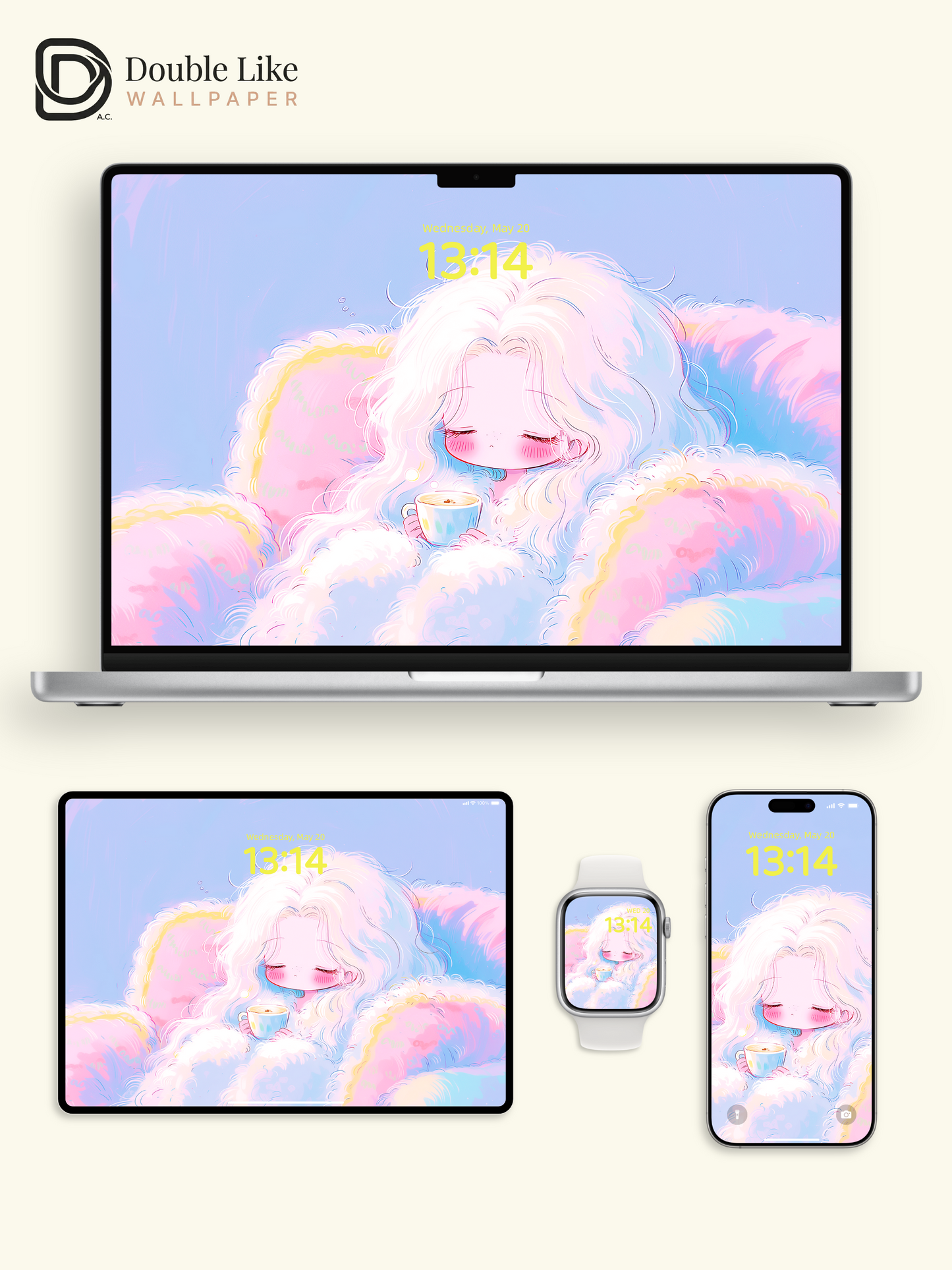 Cute Sleeping Anime Girl Cozy Pastel Dreamy Aesthetic Wallpaper Pack [#HW1497]