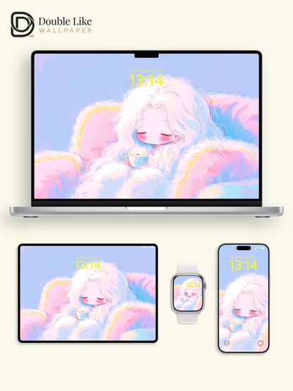 Cute Sleeping Anime Girl Cozy Pastel Dreamy Aesthetic Wallpaper Pack [#HW1497]