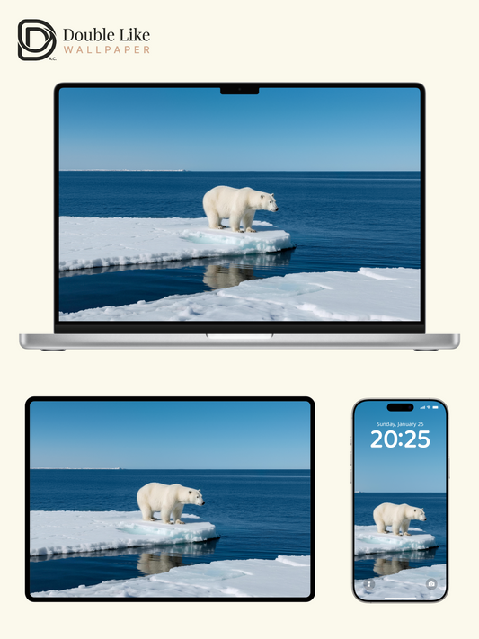 Arctic Polar Bear & Floating Ice Blue Ocean Aesthetic Wallpaper Pack [#JJ230914]