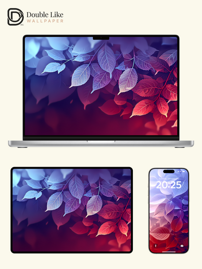 Aesthetic Translucent Gradient Leaves Multi Device Wallpaper Pack [#LFHL1069]