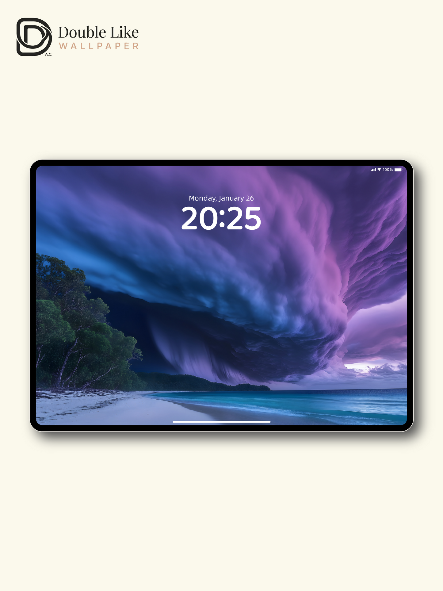 Purple Storm Cloud Beach Landscape Digital Art Wallpaper Pack [#ZJYX0442]