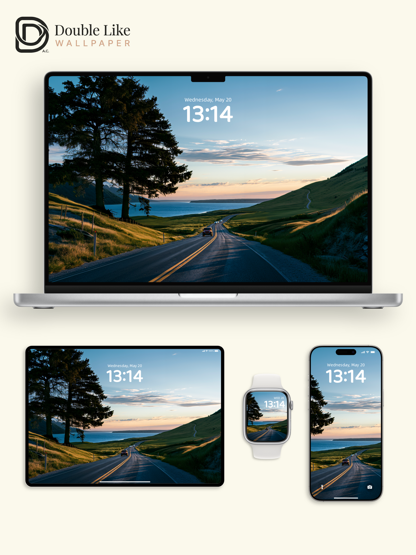 Scenic Coastal Road Trip Golden Hour Aesthetic Wallpaper Pack [#JJ1366]