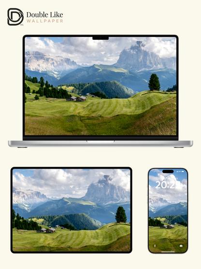 Peaceful Green Mountain Cabins Nature Lock Screen Wallpaper Pack [#ZJYX0111]