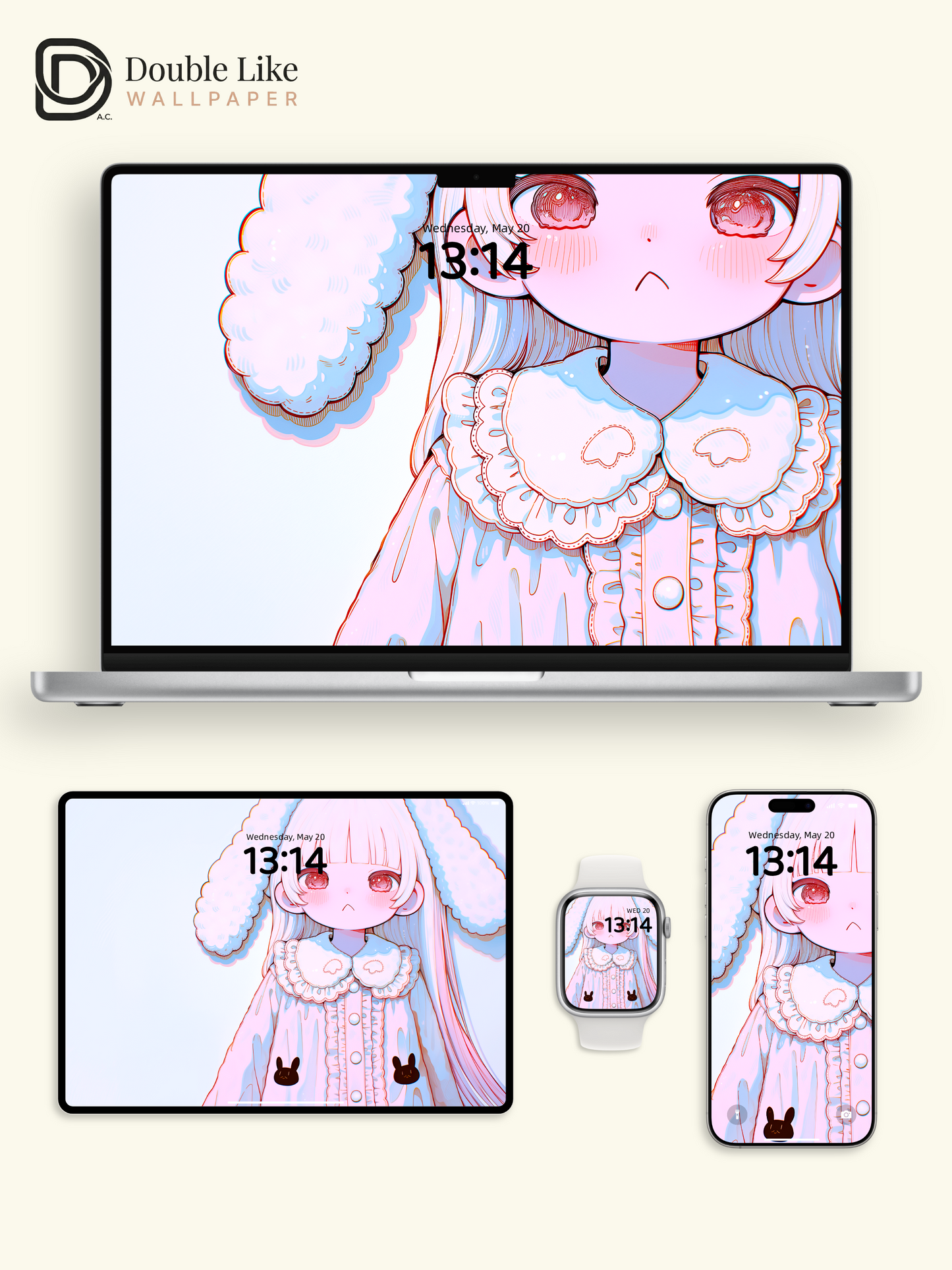 Kawaii Anime Bunny Girl Pastel Aesthetic Wallpaper Pack [#HW1478]