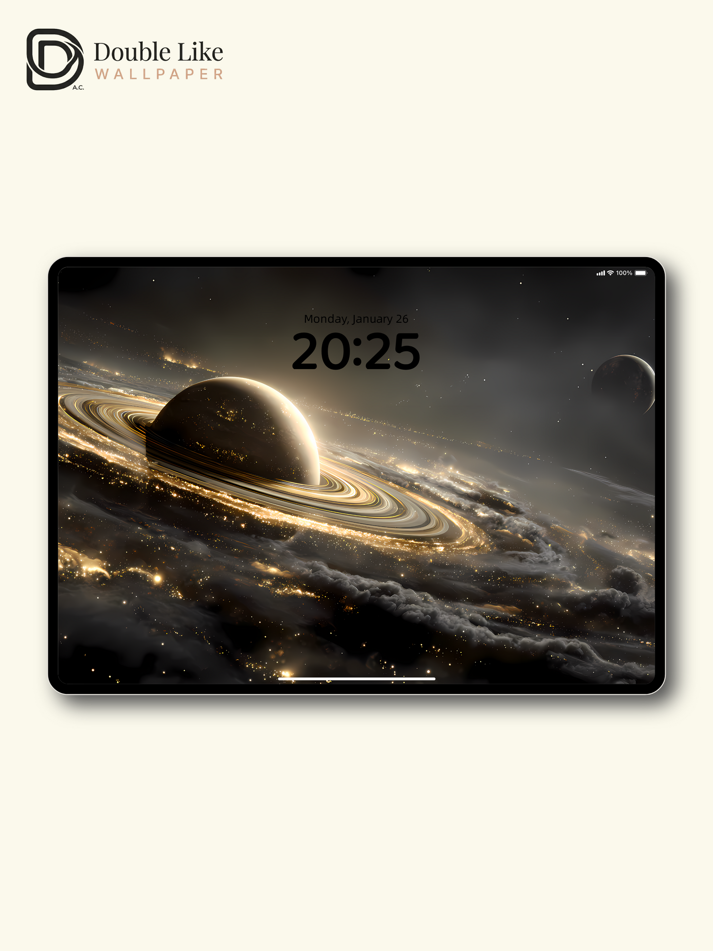 Golden Ring Saturn Dreamy Cosmic Galaxy Illustration Wallpaper Pack [#LFHL1003]