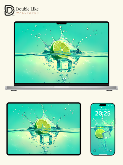 Mint Lime Ice Water Refreshing Minimal Illustration Wallpaper, [#LFHL1010]