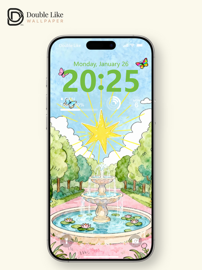 Escape to a fairy garden! This wish star fountain live wallpaper fits all phones [#HWWa005]
