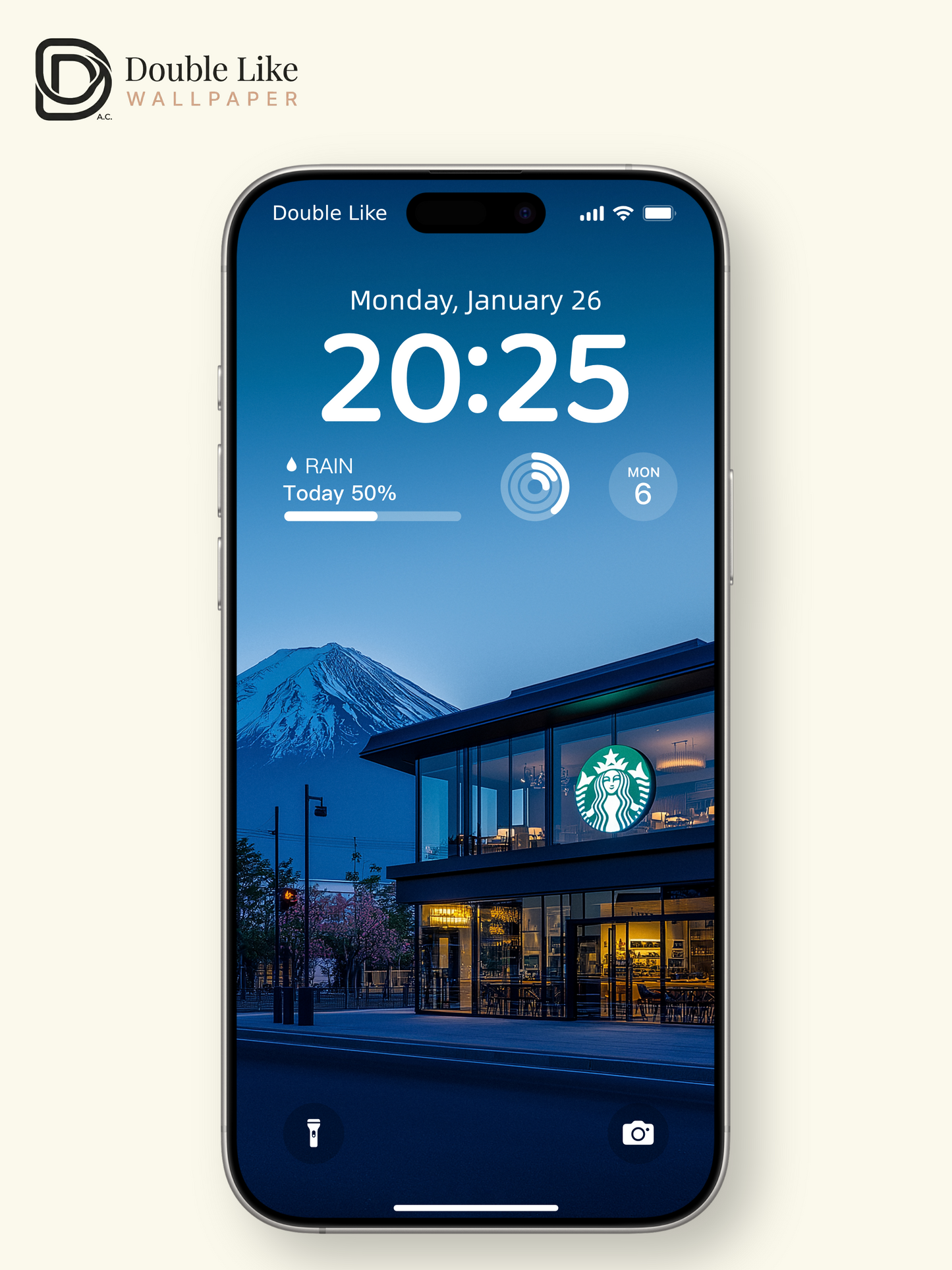 Mount Fuji Twilight Coffee Shop Modern Aesthetic Wallpaper Pack [#JJ20320]