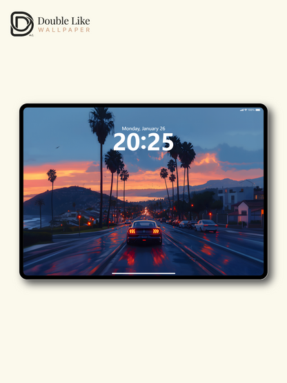 Sunset Coastal Highway Sports Car Aesthetic Wallpaper Pack [#WGF121]
