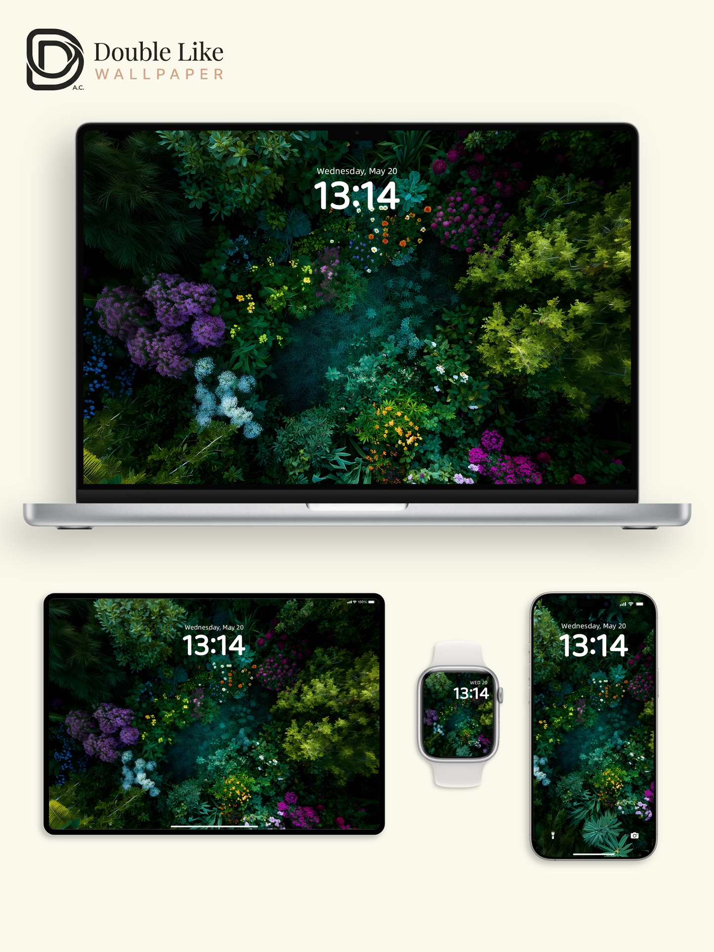 Enchanted Dark Green Garden Floral Ambient Lock Screen Wallpaper Pack [#ZJYX0654]