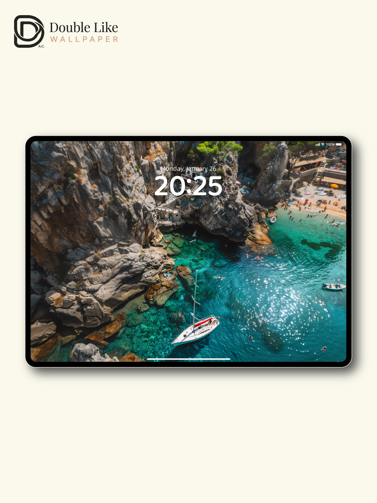 Mediterranean Hidden Cliff Cove & Sailboat Nature Aesthetic Wallpaper Pack [#JJ1380]