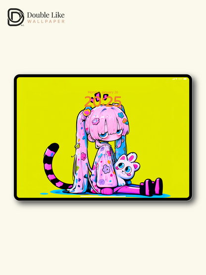Neon Pop Art Anime Girl Cute Wallpaper Pack [#GG1365]