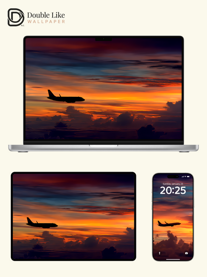 Chasing the Sunset – 4K Airplane & Sky Wallpaper Pack [#LFHL1016]