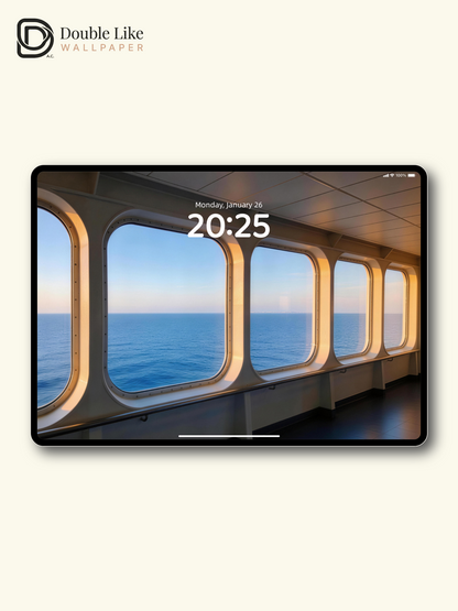 Minimalist Cinematic Ocean Window View Golden Hour Wallpaper Pack [#LFHL30522]