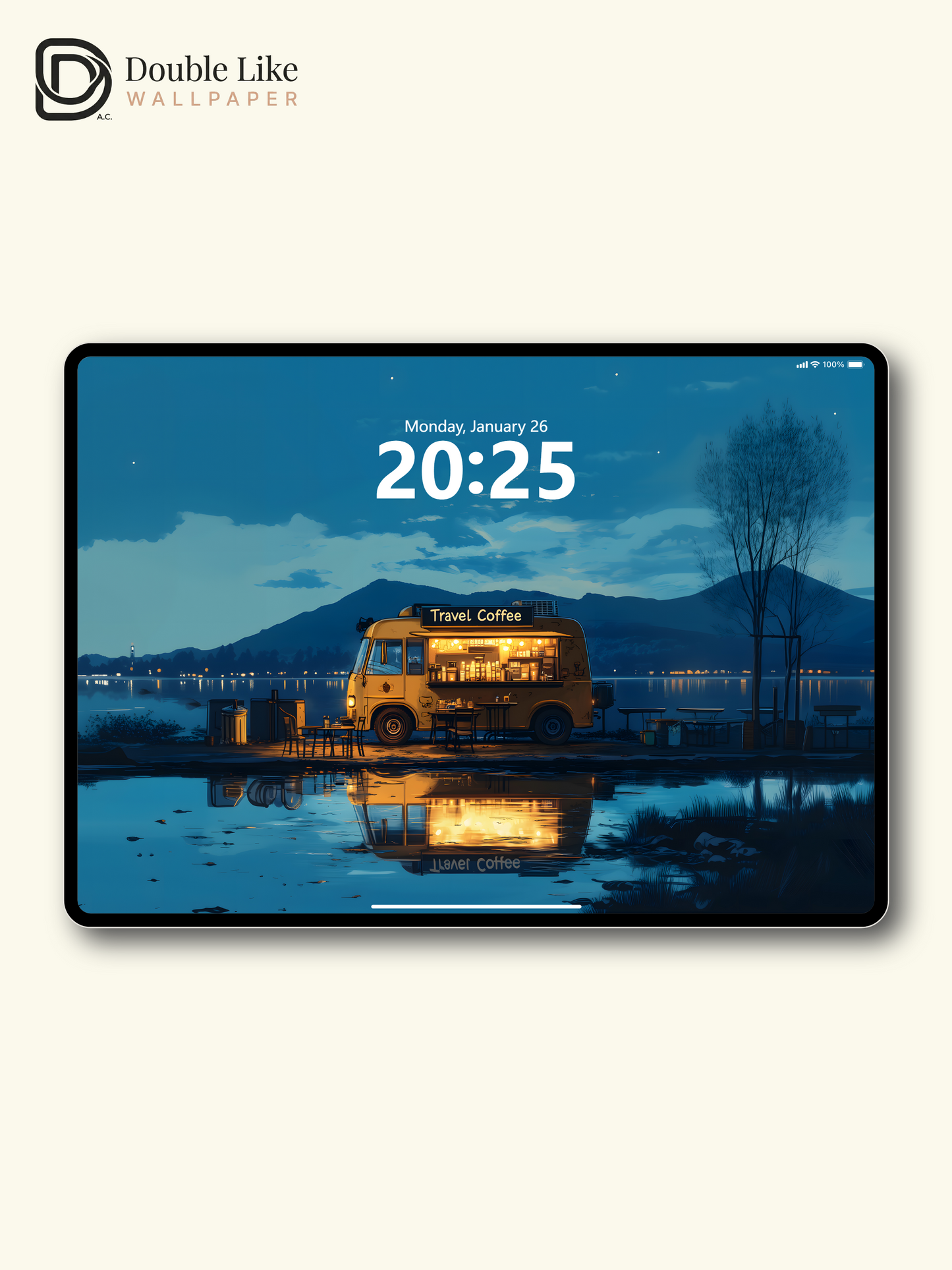 Cozy Lakeside Travel Coffee Truck Anime Aesthetic Wallpaper Pack [#WGF122]